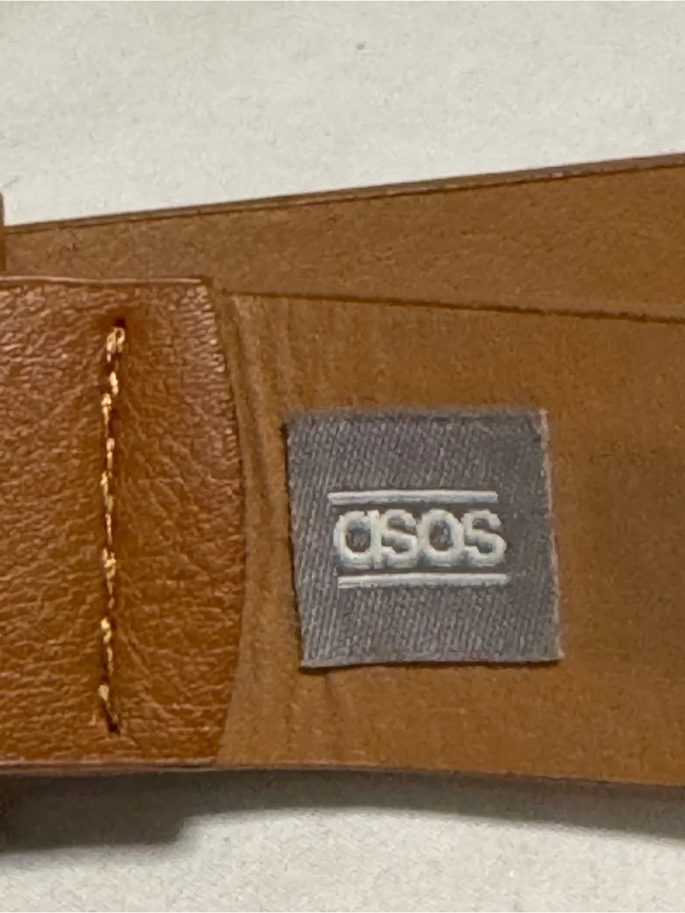 Women's Tan ASOS Belt with Gold Horseshoe Buckle. 34/36 Inches Length